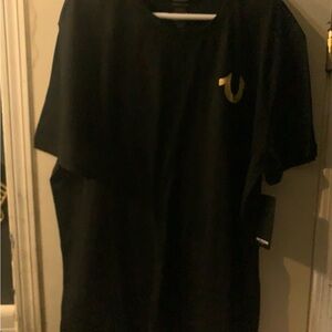 True Religion Black Tee with Gold Accent
